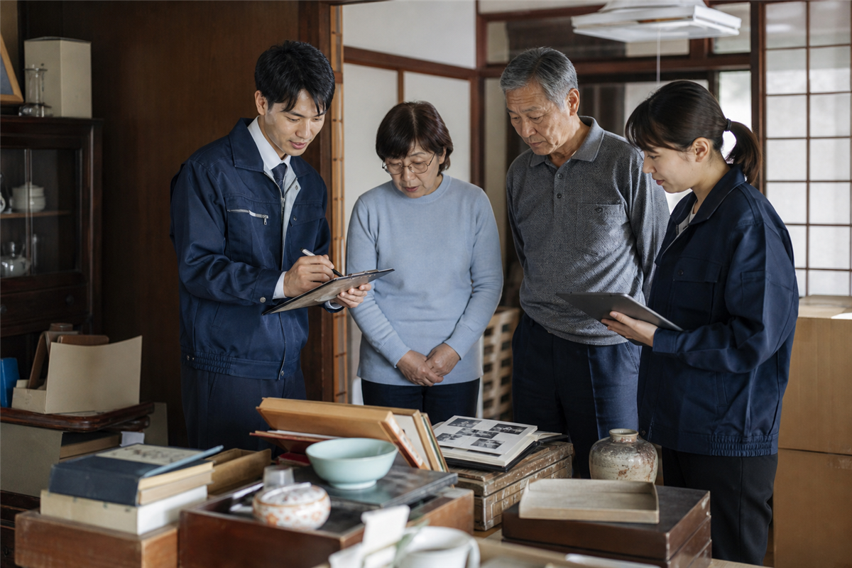 京都の住宅で遺品整理の見積り条件を確認する様子