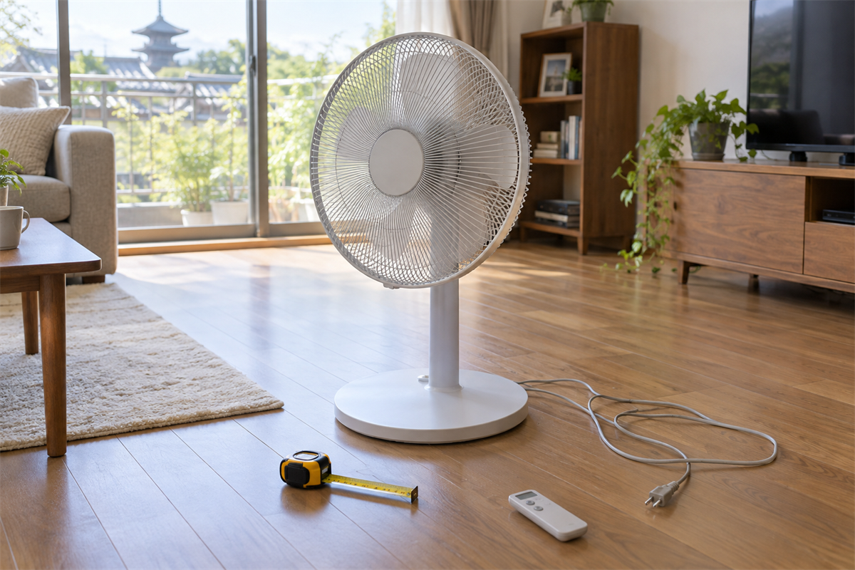 京都市で処分前の外寸や電池を確認する家庭用扇風機